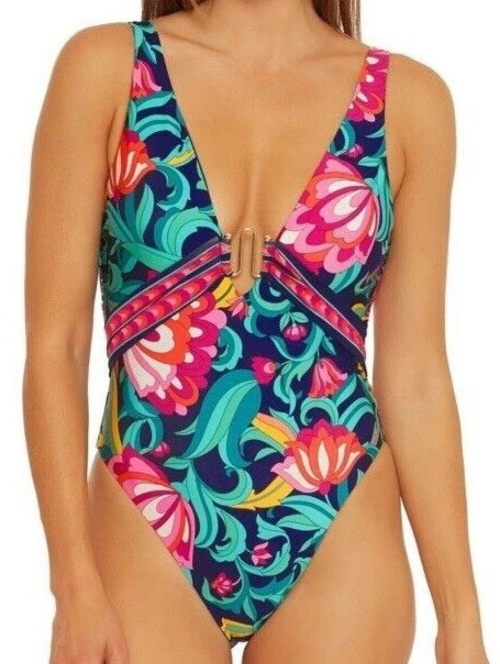 Tina Turk India Garden One-Piece Swimsuit - Bright Multi Size 6